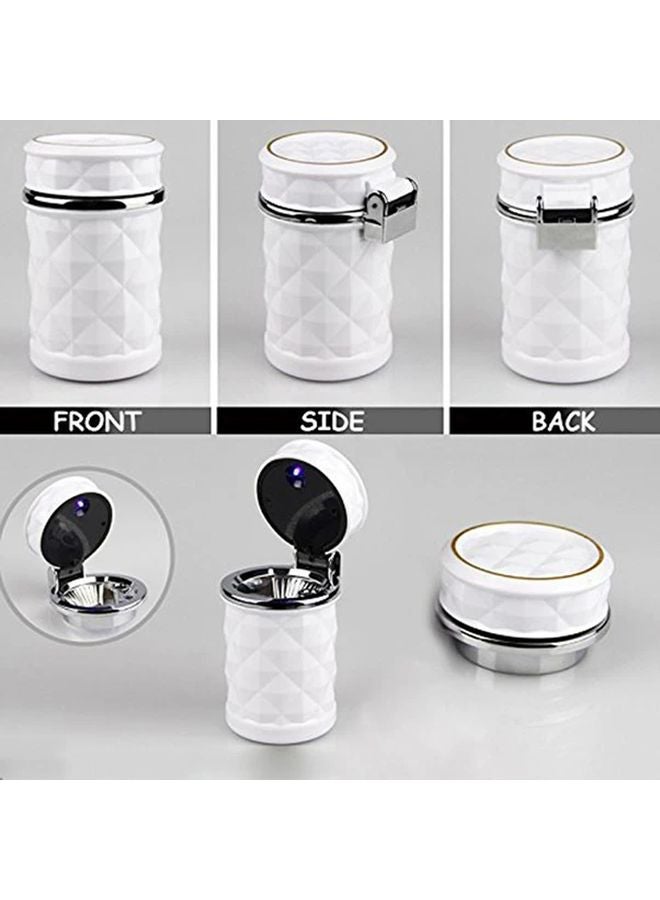 White Car Ashtray With LED Light Rhinestone Smokeless Smoke Cup Holder Storage Auto Accessories - Image 3